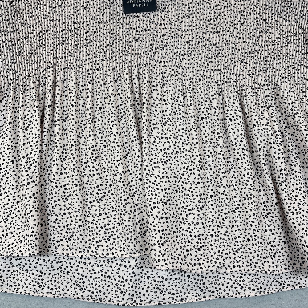 Adrianna Papell Women V Neck Flutter Sleeve Pleat Top NWT $69 Pink/Black Medium - Picture 10 of 13